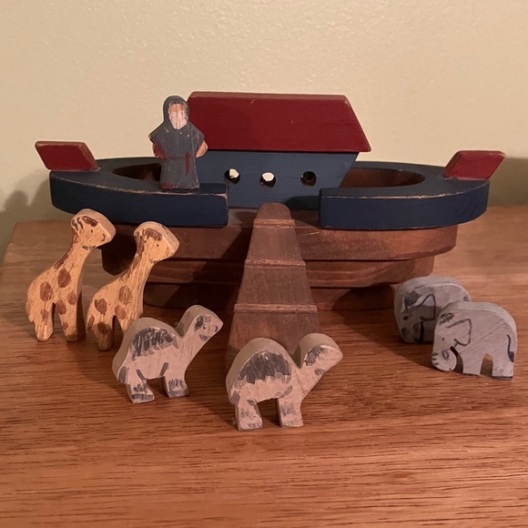 Vintage Other - Vintage Handmade Wooden Noah's Ark Set